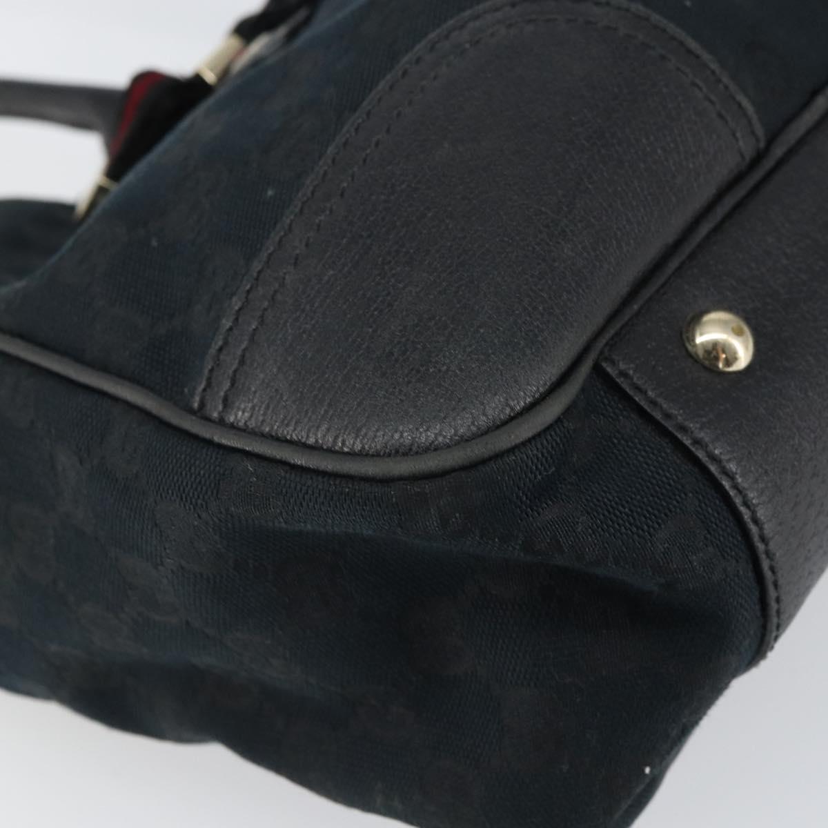 GUCCI GG Canvas Sherry Line Pretty Tote Bag Black Red 163805 Auth 162517