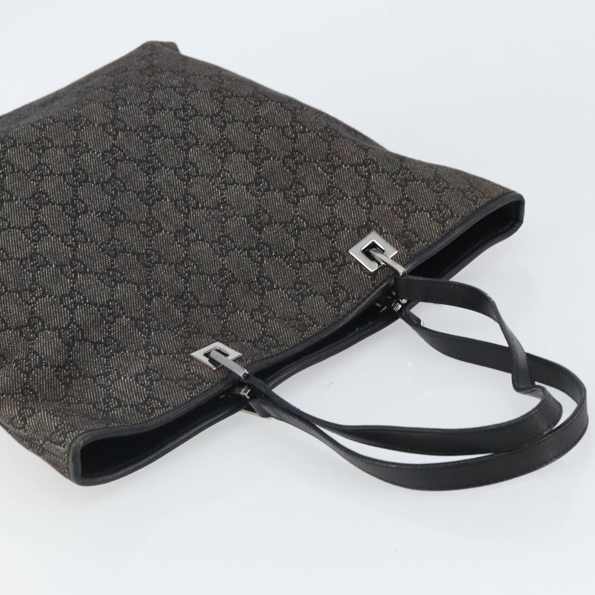 GUCCI GG Canvas Tote Bag Black Silver 31243 Auth 162518