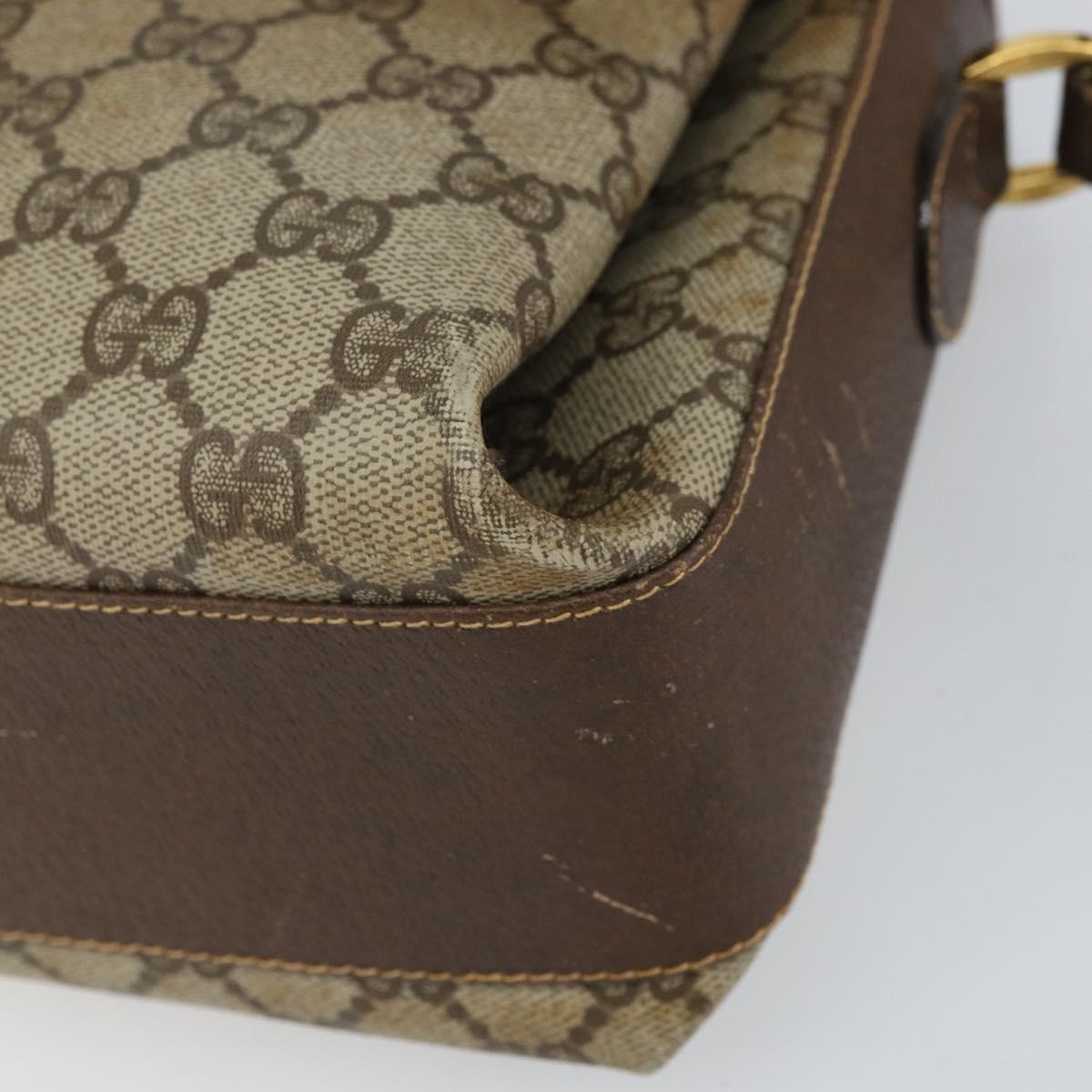 GUCCI GG Supreme Web Sherry Line Bag PVC Beige Gold 904 02 084 Auth 162521