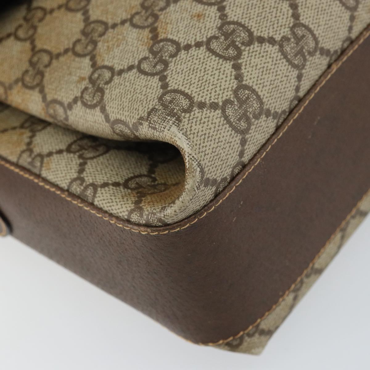 GUCCI GG Supreme Web Sherry Line Bag PVC Beige Gold 904 02 084 Auth 162521