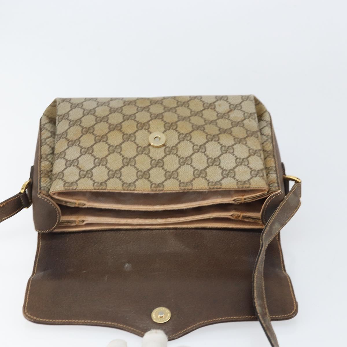 GUCCI GG Supreme Web Sherry Line Bag PVC Beige Gold 904 02 084 Auth 162521