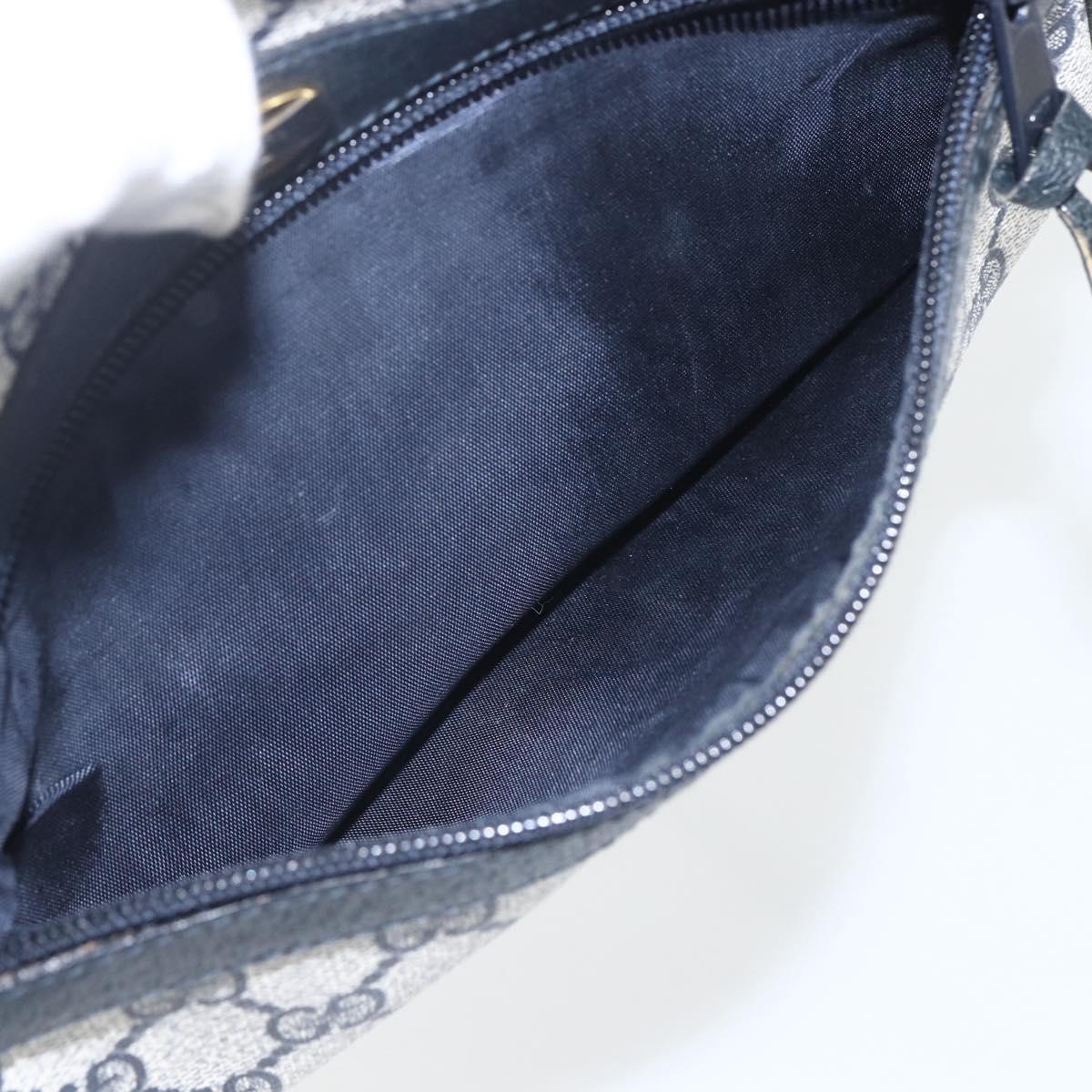 GUCCI GG Supreme Sherry Line Shoulder Bag PVC Navy Gold 56 02 004 Auth 162523