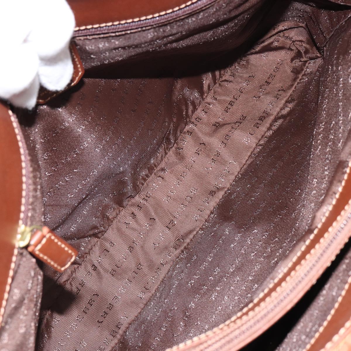 BURBERRY Nova Check Hand Bag PVC Beige Gold Auth 162530