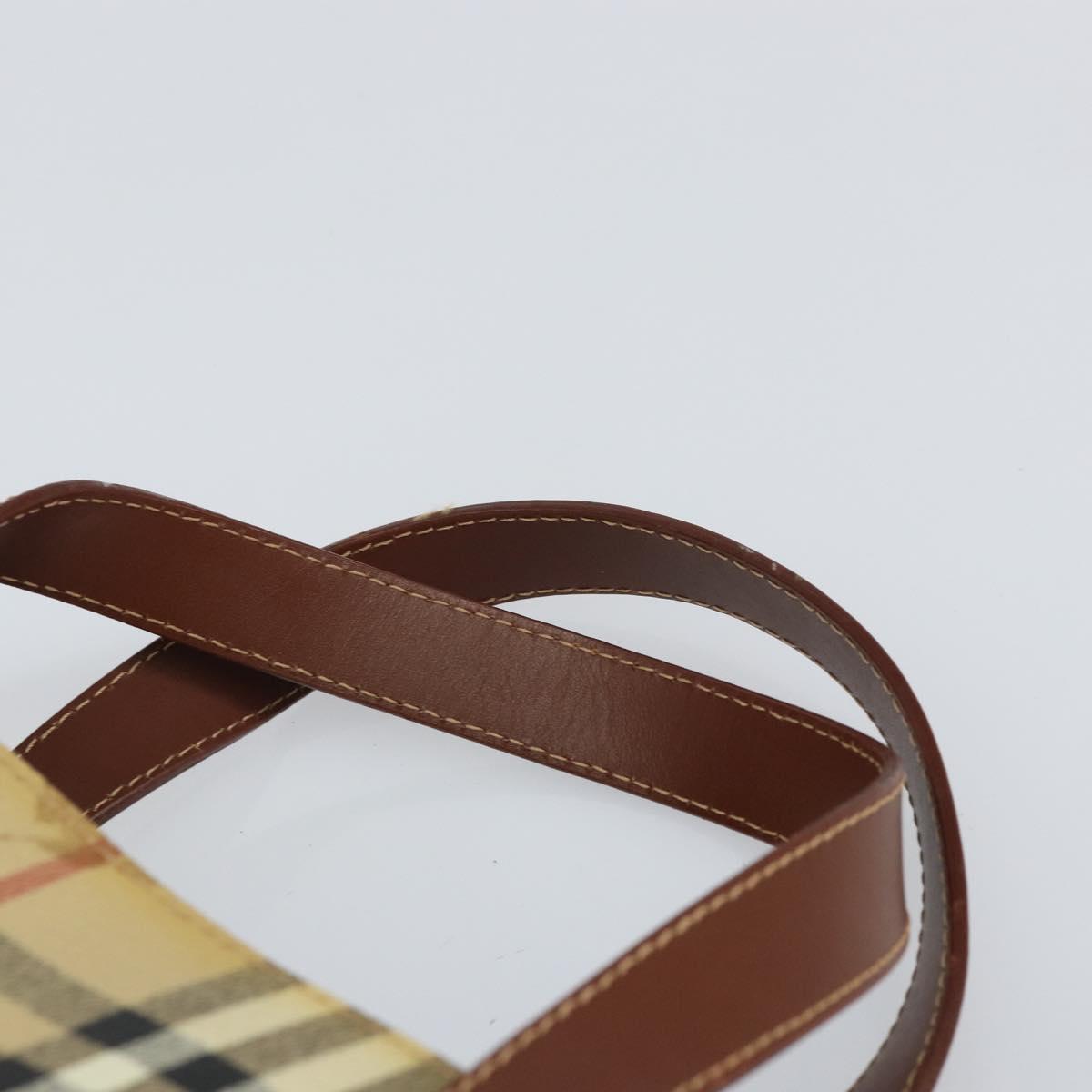 BURBERRY Nova Check Hand Bag PVC Beige Gold Auth 162530