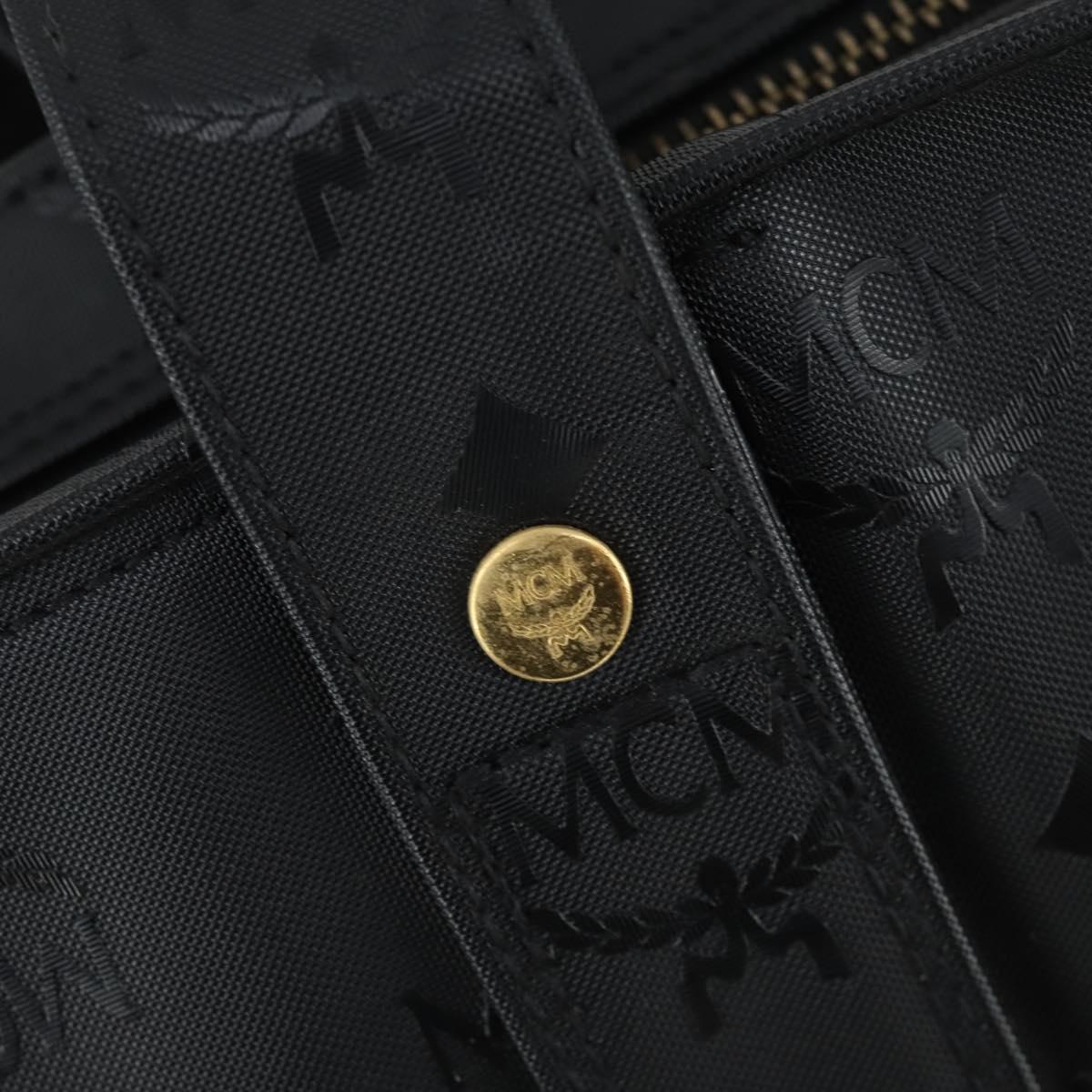 MCM Logogram Vicetos Tote Bag PVC Black Gold Auth 162533