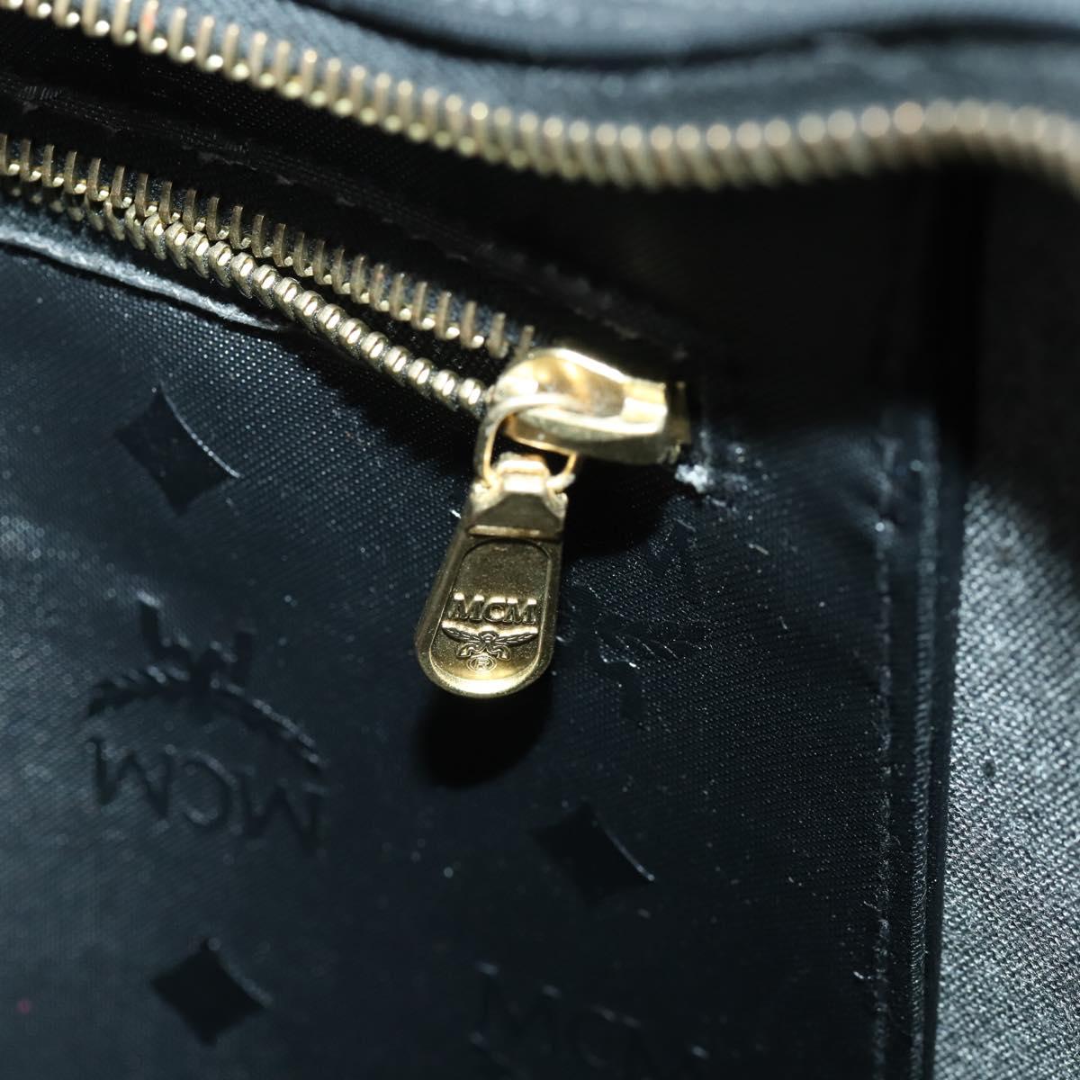 MCM Logogram Vicetos Tote Bag PVC Black Gold Auth 162533
