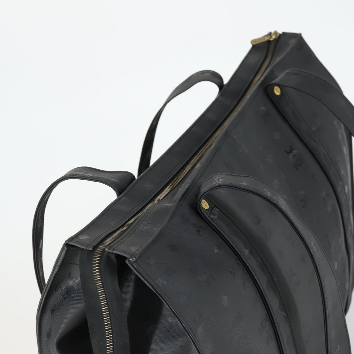 MCM Logogram Vicetos Tote Bag PVC Black Gold Auth 162533