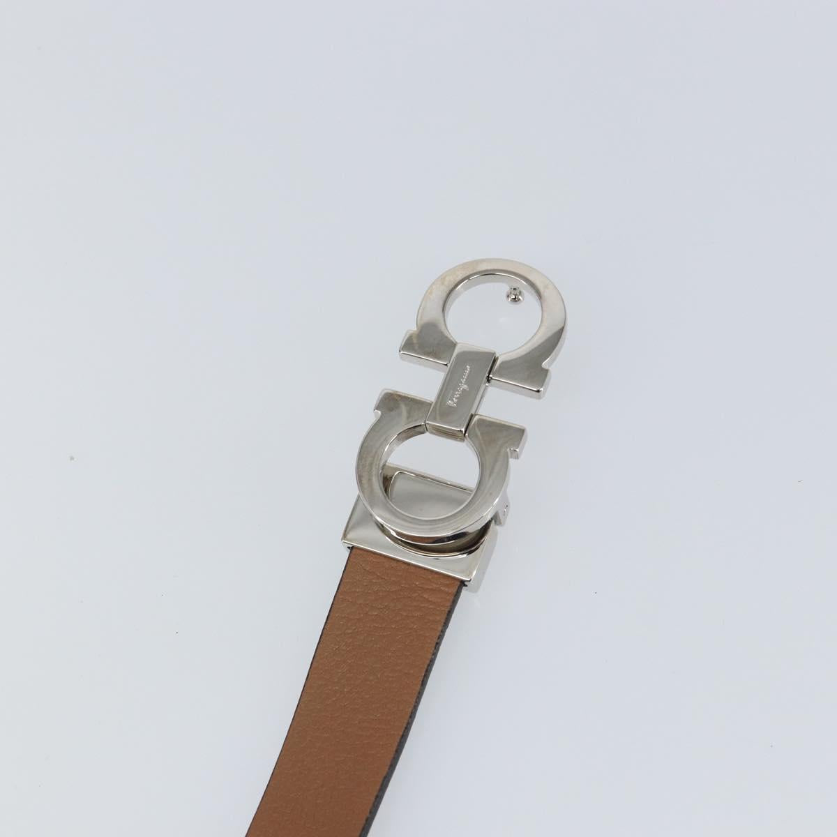 Salvatore Ferragamo Gancini Reversible Belt Leather 34.6"" Brown Auth 162547
