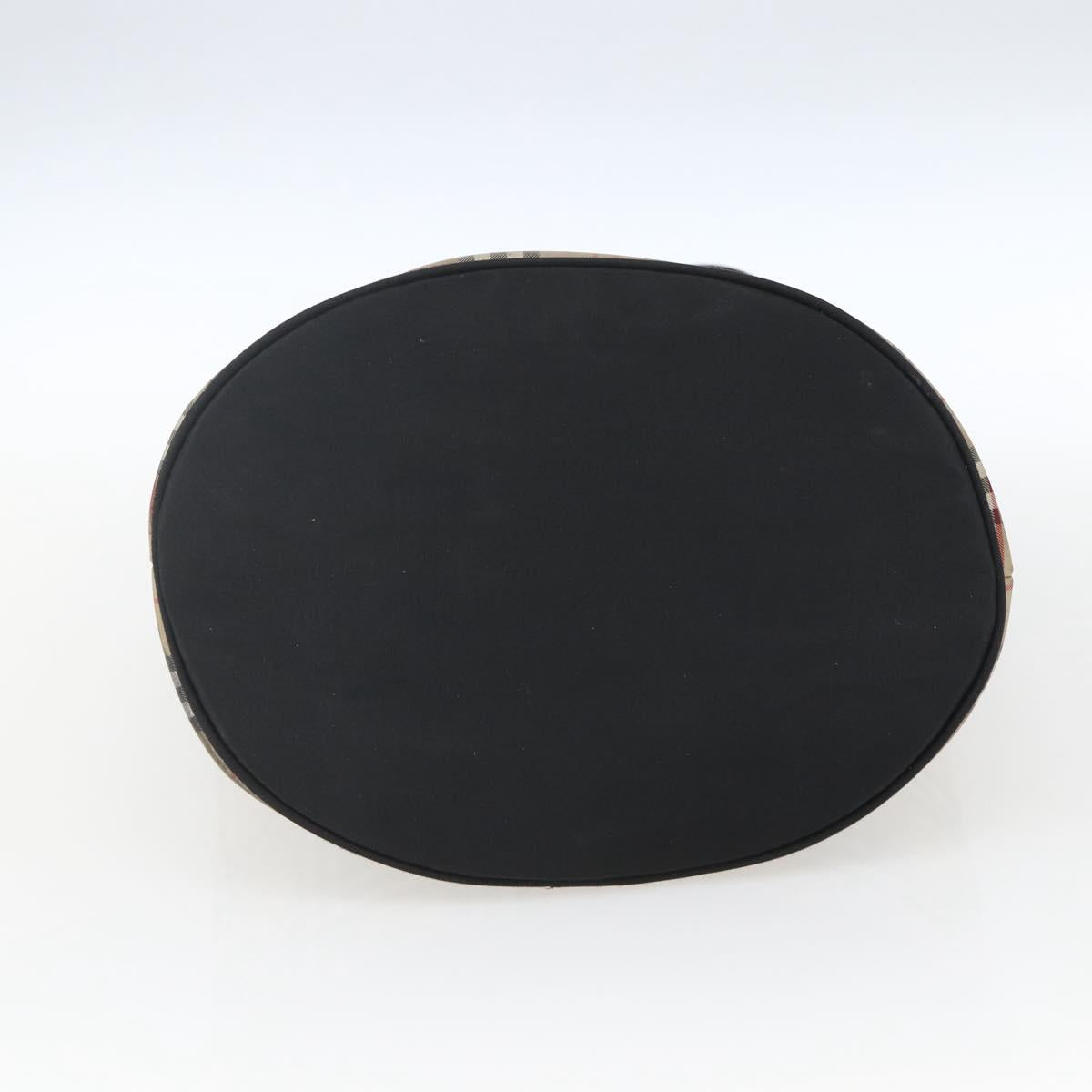 Burberrys Nova Check Blue Label Tote Bag Nylon Beige Silver Auth 162570