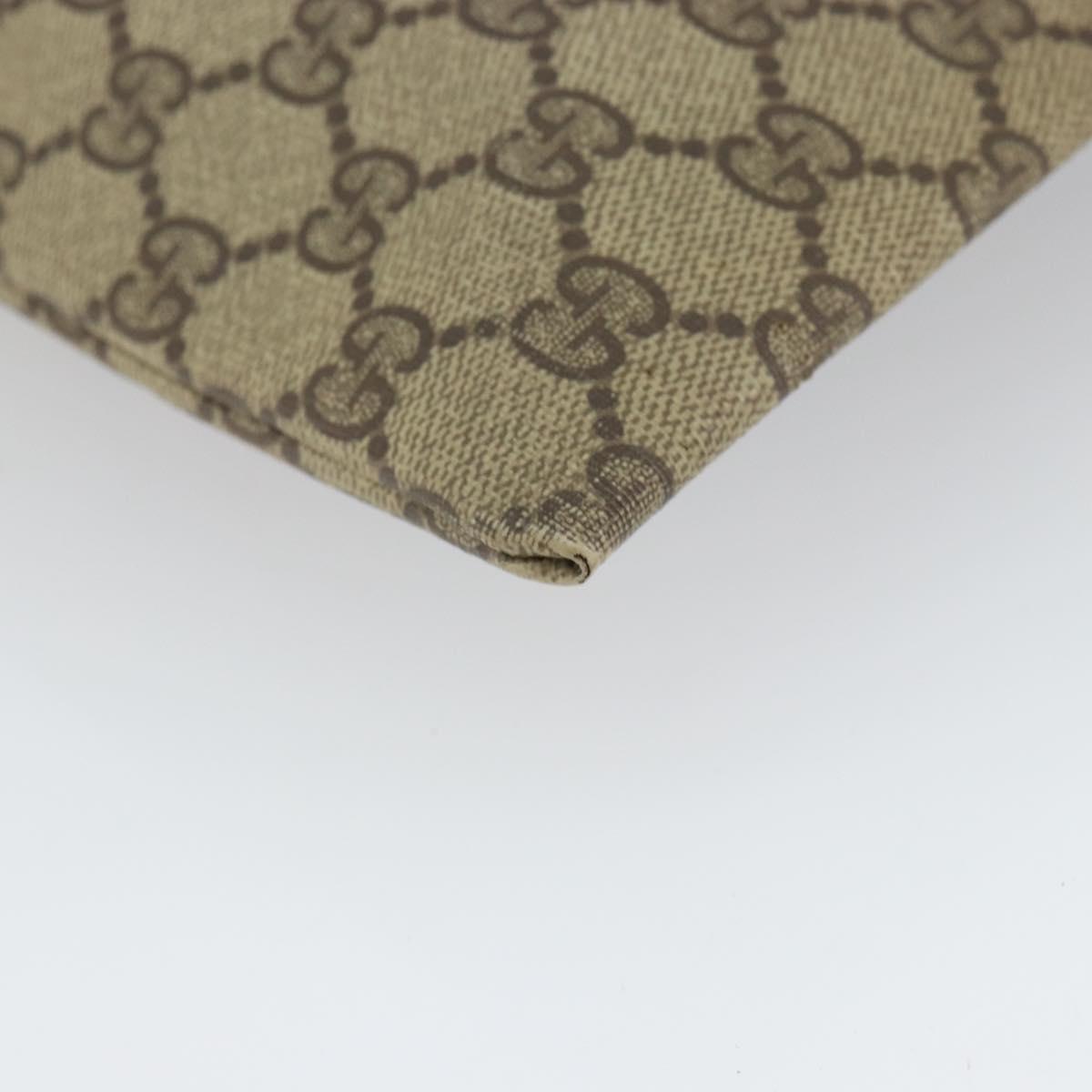 GUCCI GG Supreme Drawstring Pouch PVC Beige Gold 97 19 303 Auth 162571