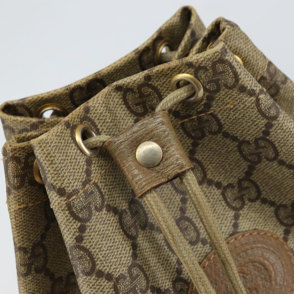 GUCCI GG Supreme Drawstring Pouch PVC Beige Gold 97 19 303 Auth 162571