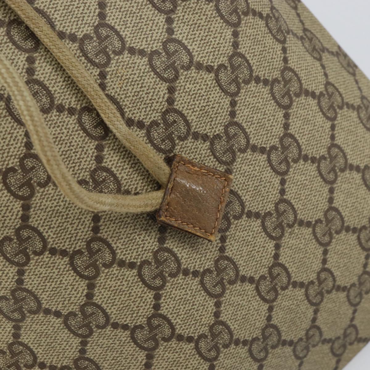 GUCCI GG Supreme Drawstring Pouch PVC Beige Gold 97 19 303 Auth 162571