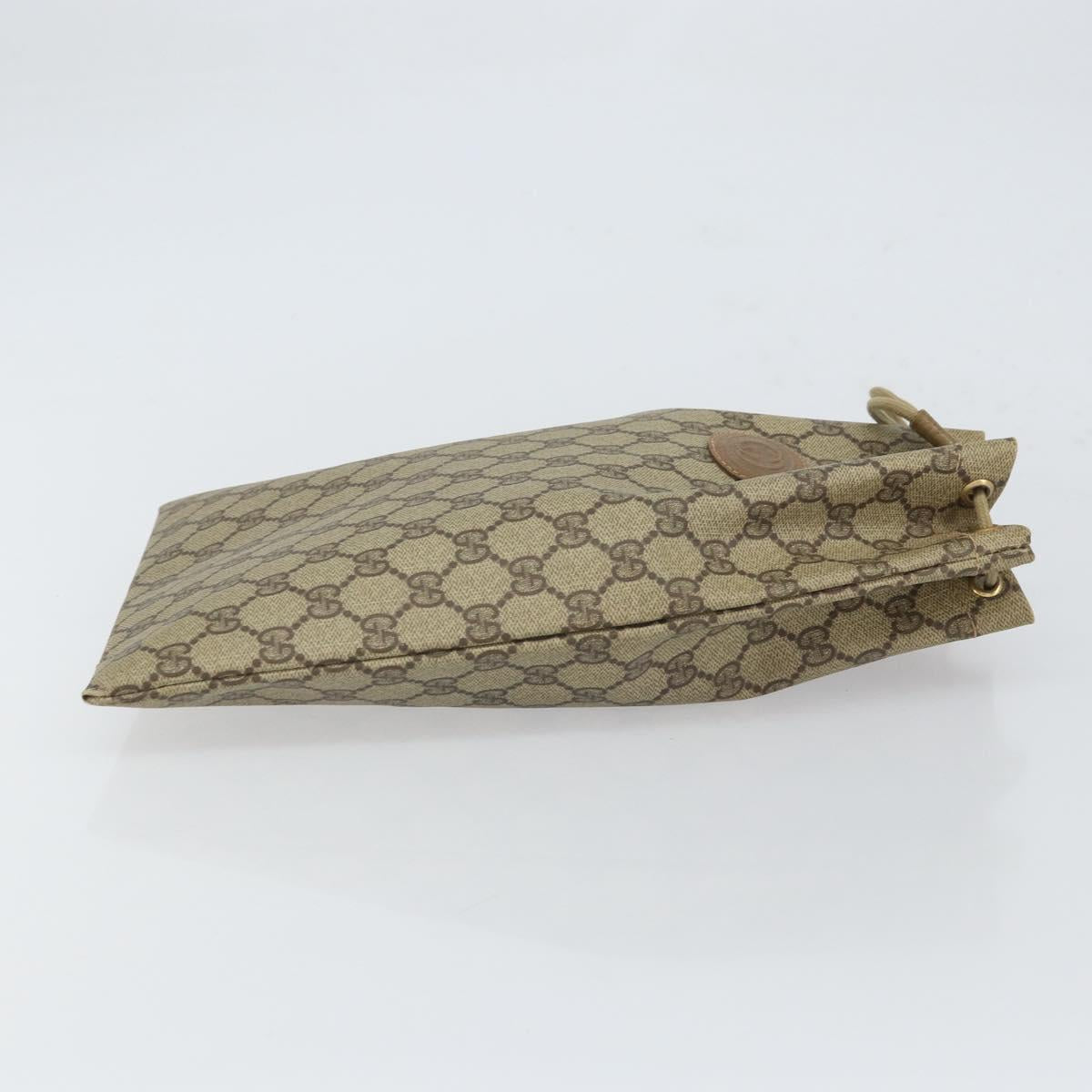 GUCCI GG Supreme Drawstring Pouch PVC Beige Gold 97 19 303 Auth 162571