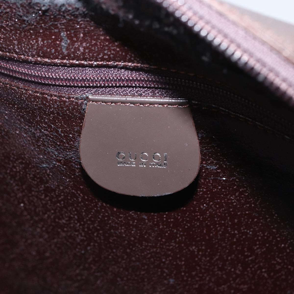 GUCCI Hand Bag Patent leather Brown Silver 000 1274 0505 Auth 162574
