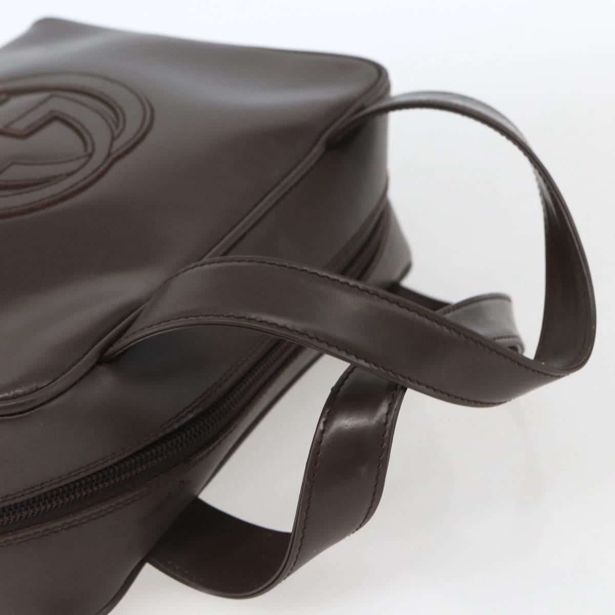GUCCI Hand Bag Patent leather Brown Silver 000 1274 0505 Auth 162574