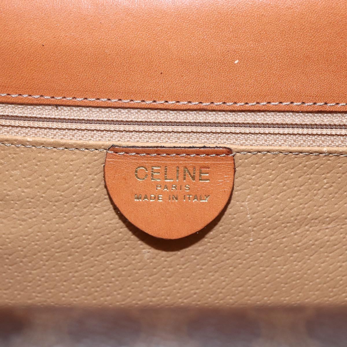 CELINE Macadam Canvas Hand Bag PVC Leather Brown Gold Auth 162575