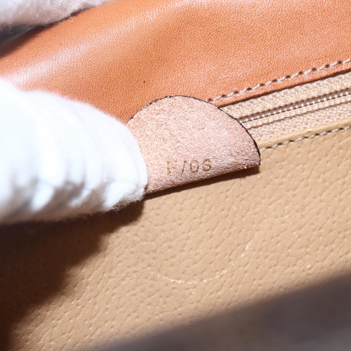 CELINE Macadam Canvas Hand Bag PVC Leather Brown Gold Auth 162575