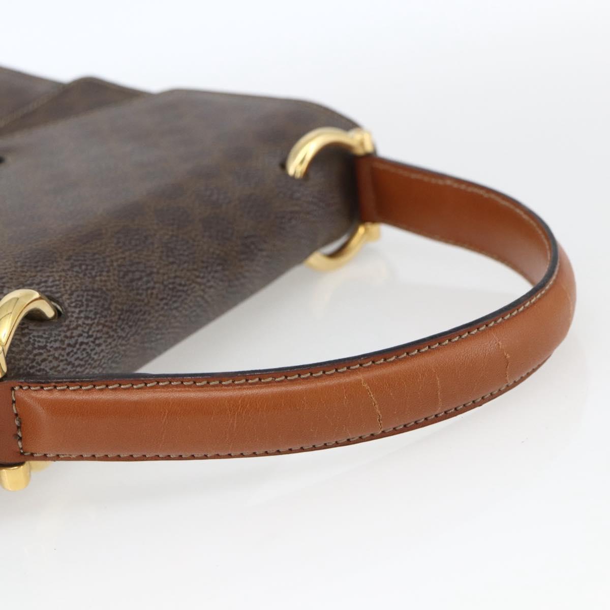 CELINE Macadam Canvas Hand Bag PVC Leather Brown Gold Auth 162575