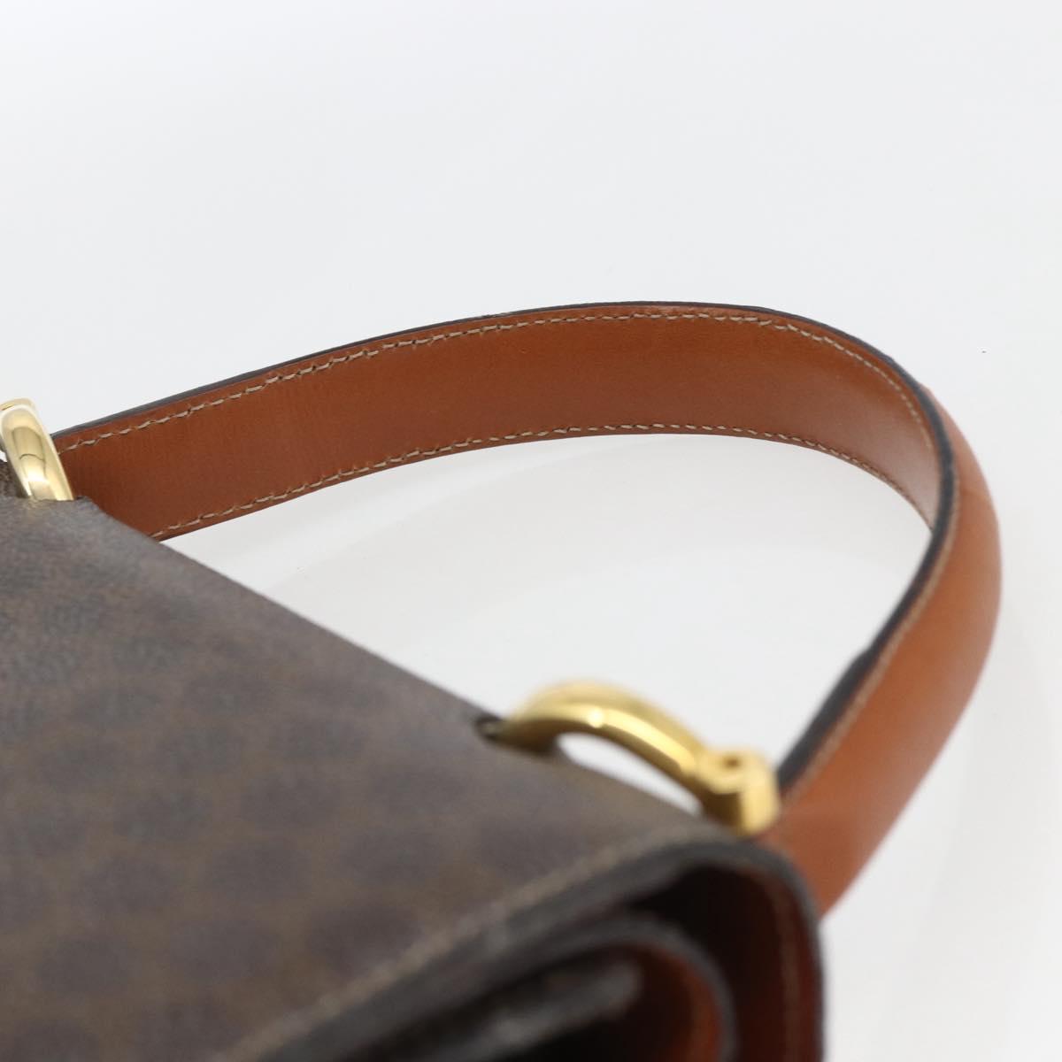 CELINE Macadam Canvas Hand Bag PVC Leather Brown Gold Auth 162575