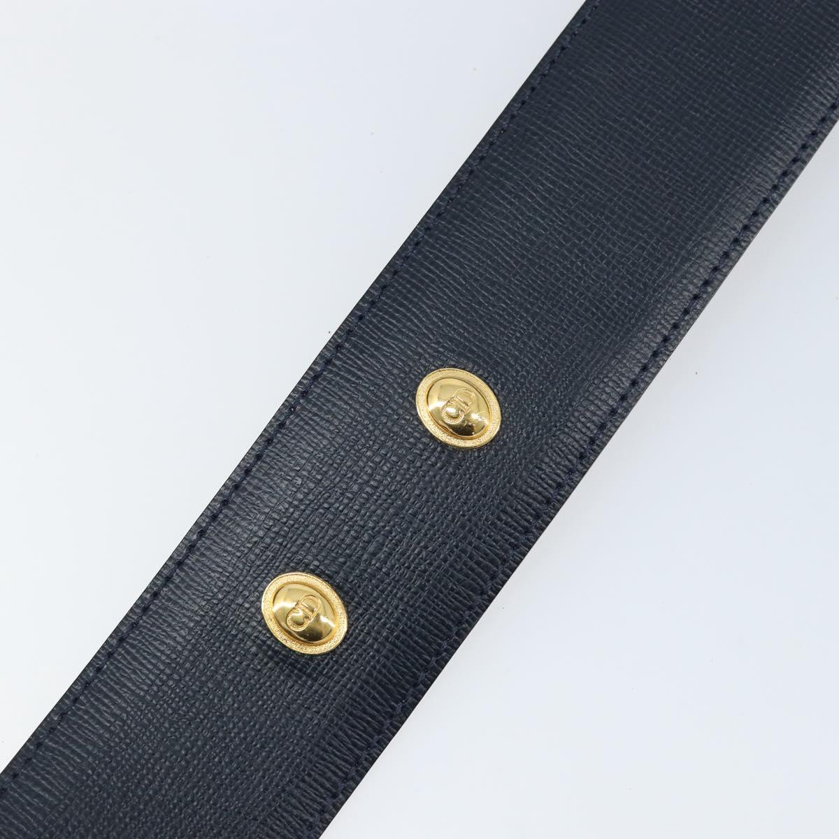 Christian Dior Belt Leather 29.5"" Navy Gold Auth 162585