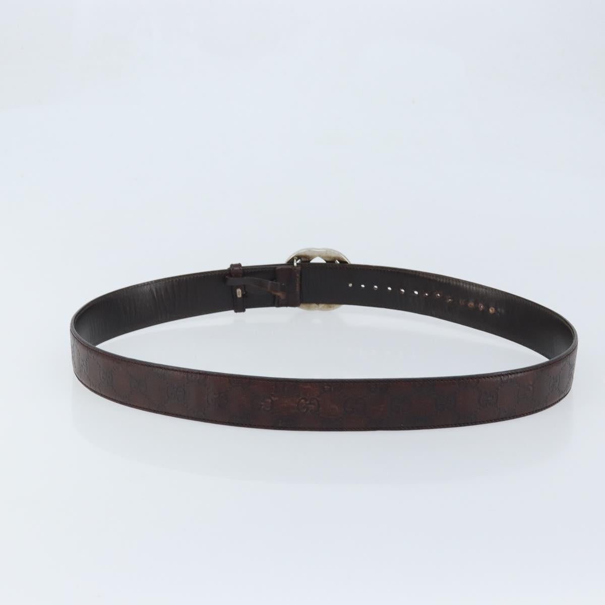 GUCCI GG Canvas Guccissima Belt Leather 45.3"" Black 114984 Auth 162586