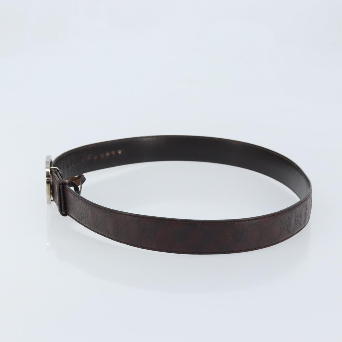 GUCCI GG Canvas Guccissima Belt Leather 45.3"" Black 114984 Auth 162586