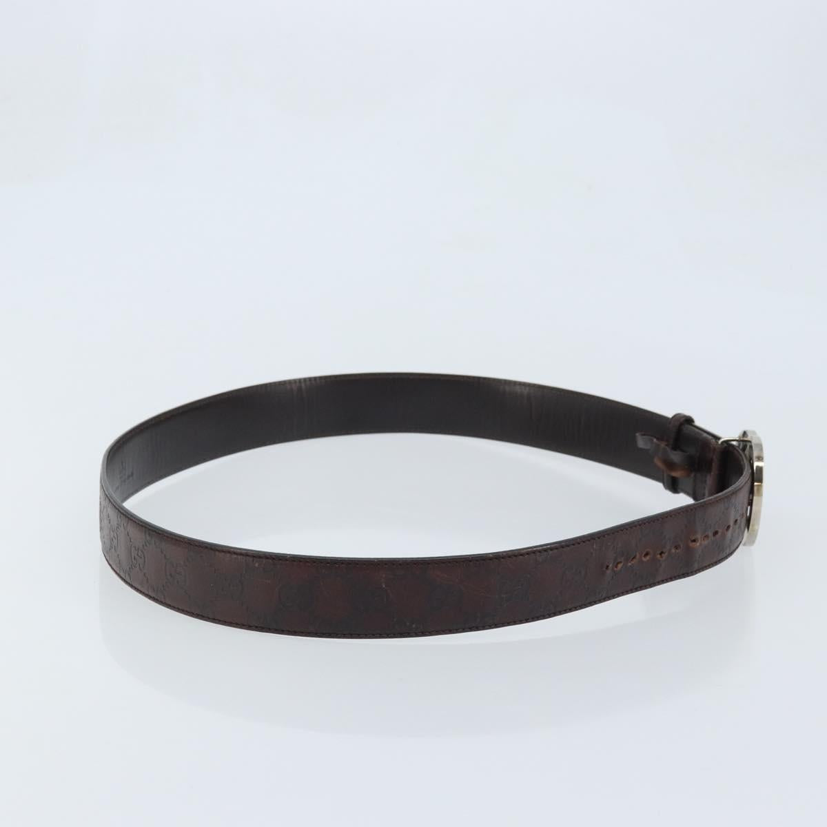 GUCCI GG Canvas Guccissima Belt Leather 45.3"" Black 114984 Auth 162586