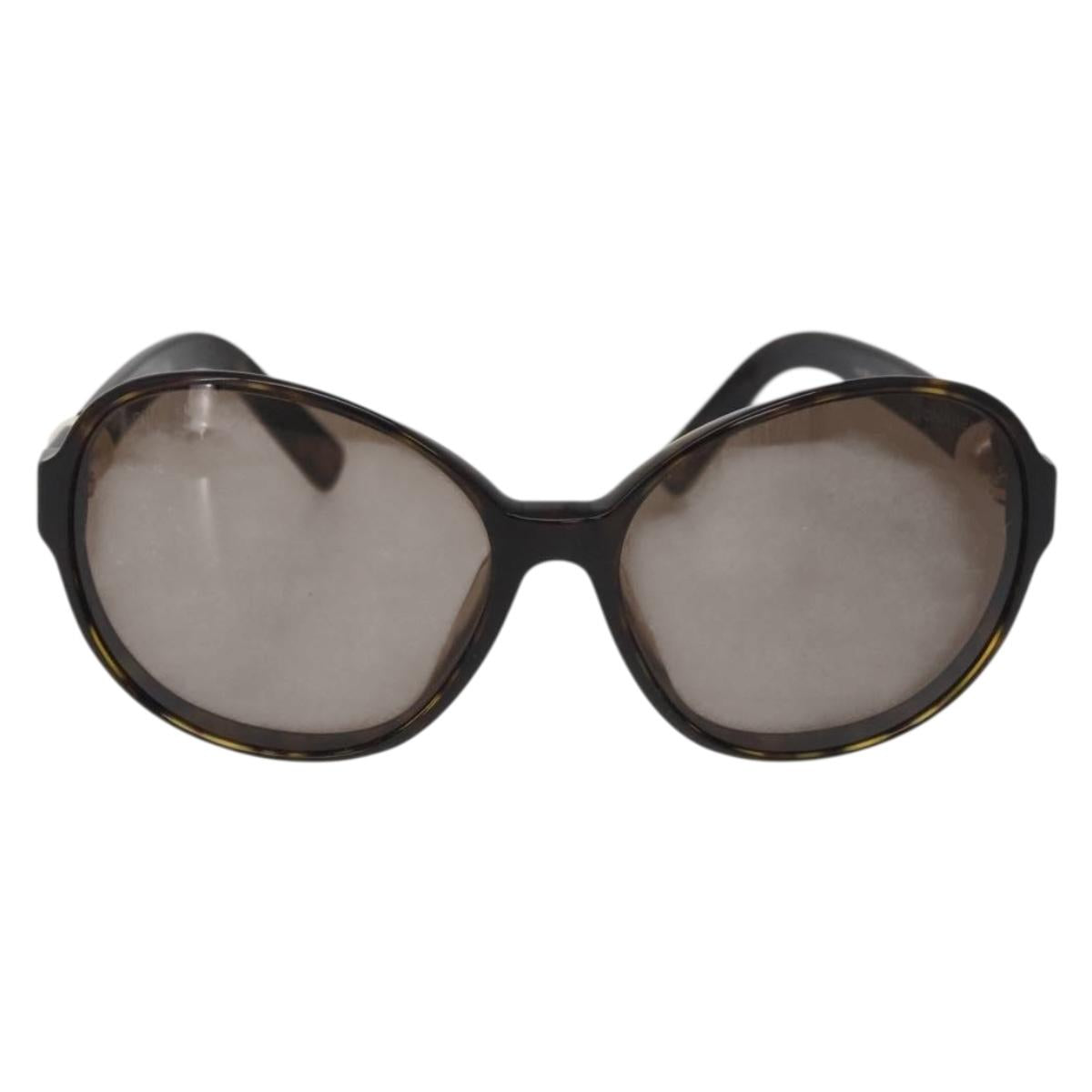 CHANEL Tortoise Sunglasses plastic Brown CC Auth 162588
