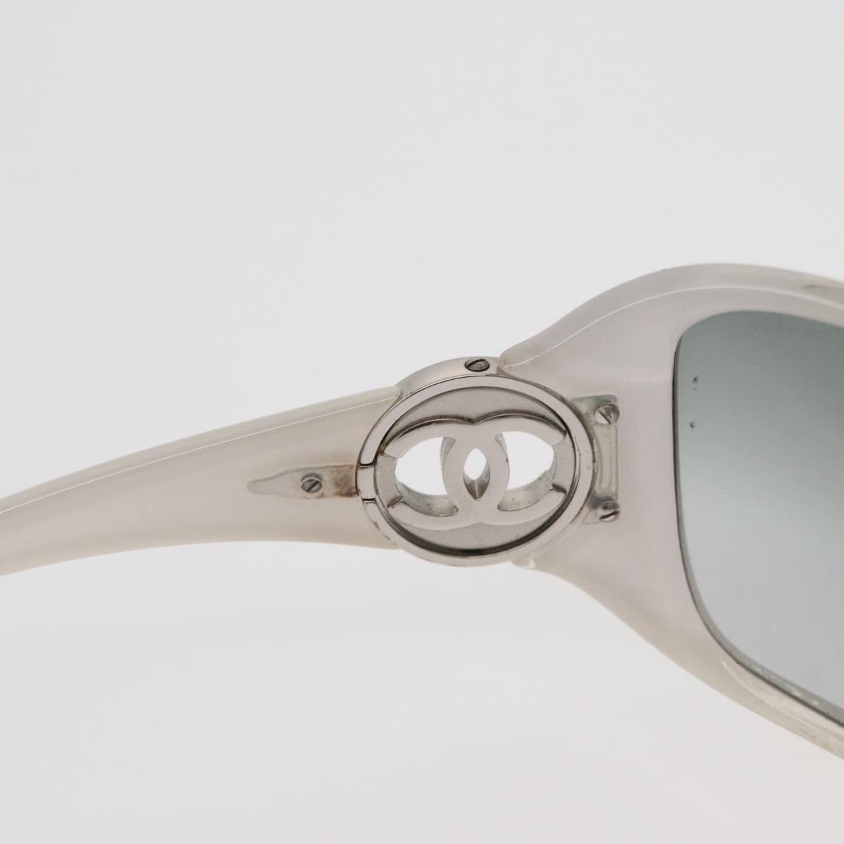 CHANEL Sunglasses plastic White CC Auth 162589