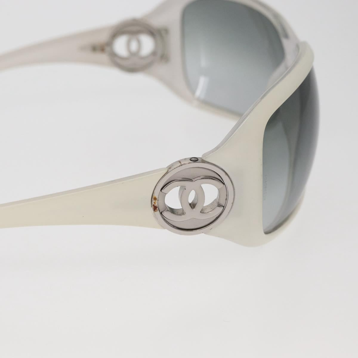 CHANEL Sunglasses plastic White CC Auth 162589