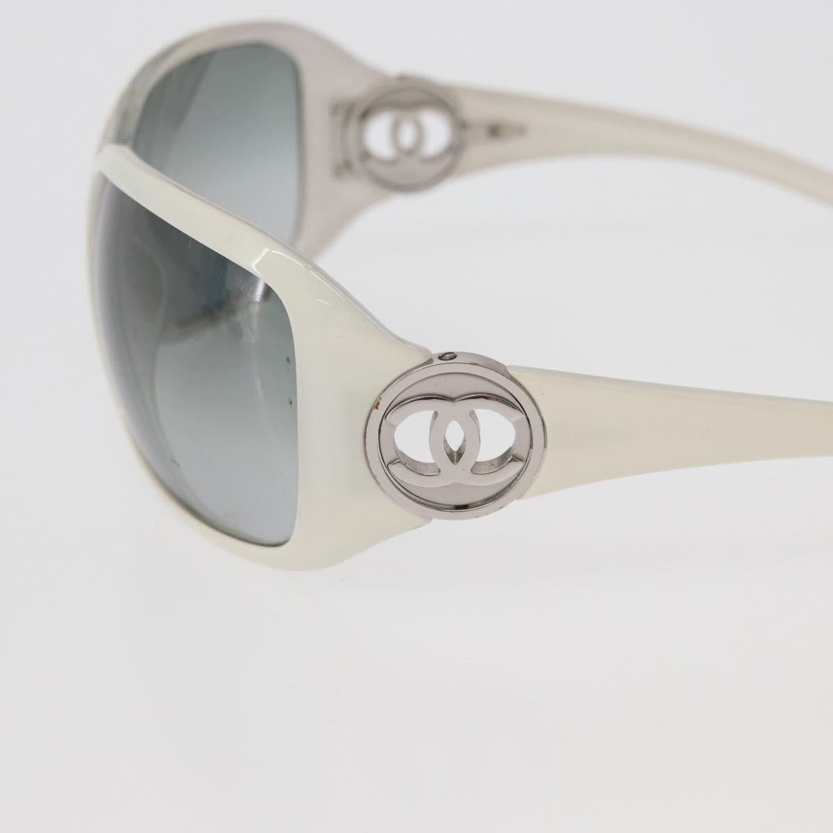 CHANEL Sunglasses plastic White CC Auth 162589