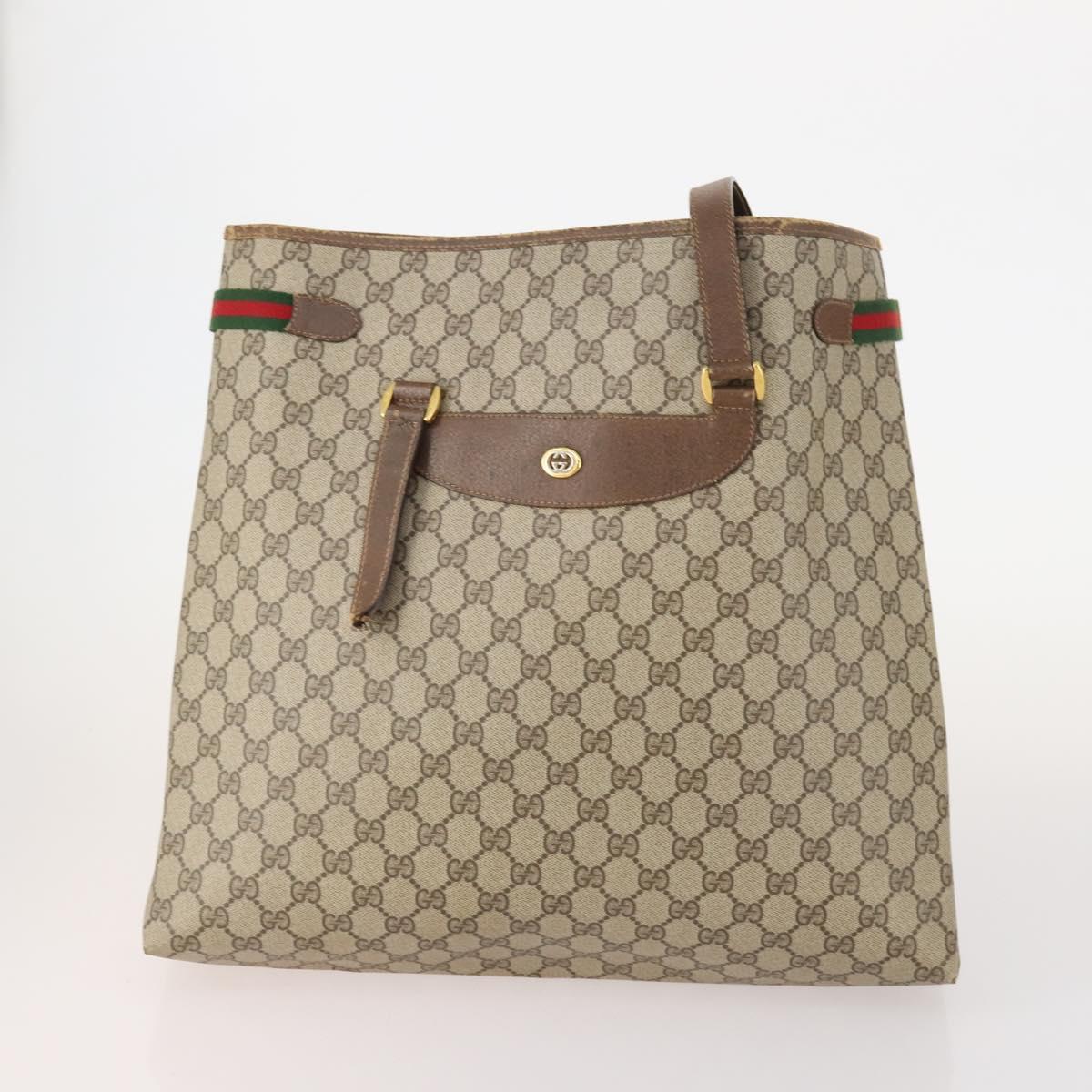 GUCCI GG Supreme Web Sherry Line Shoulder Bag PVC 4 Set Red Beige Auth 162599