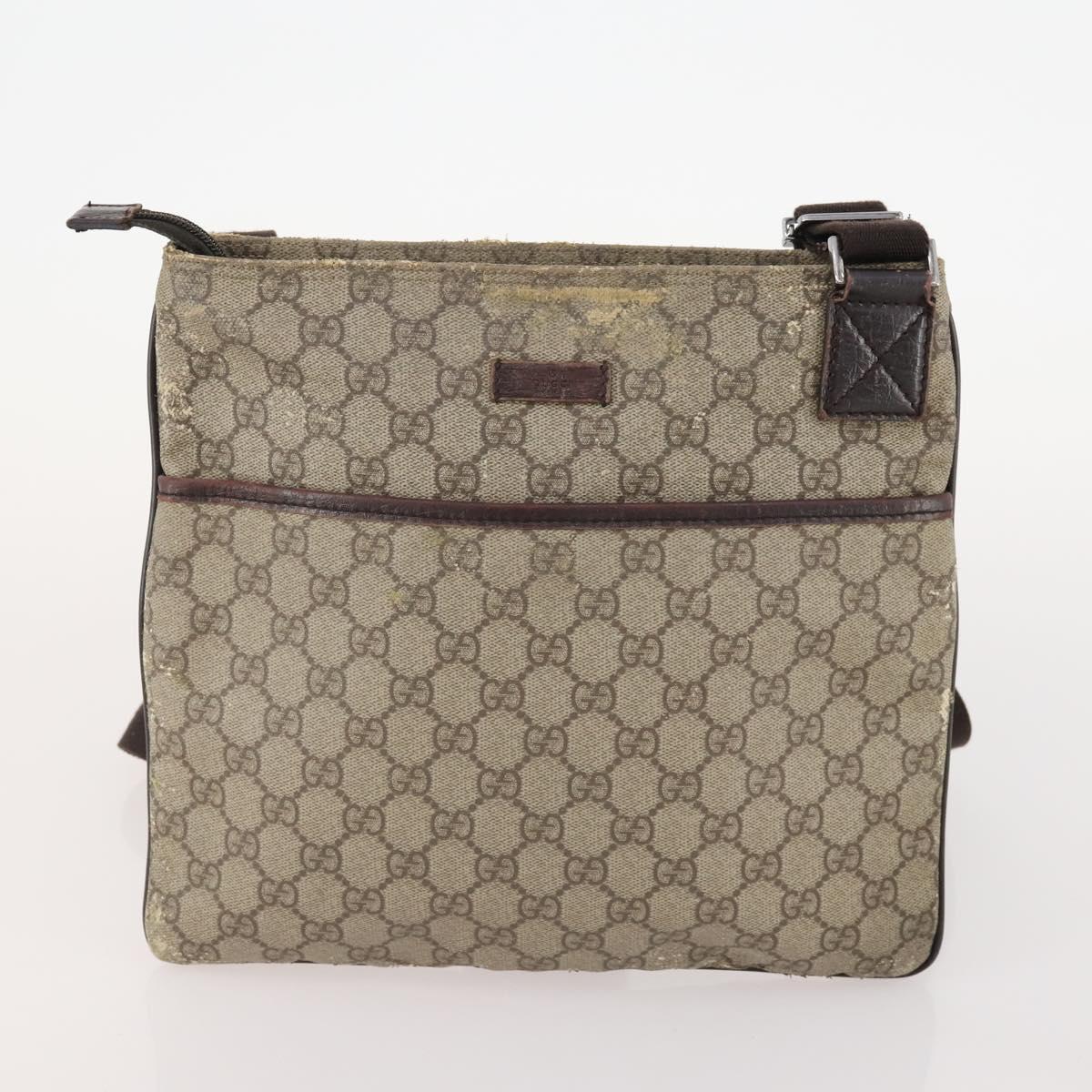 GUCCI GG Supreme Canvas Web Sherry Line Shoulder Bag PVC 3 Set Beige Auth 162605