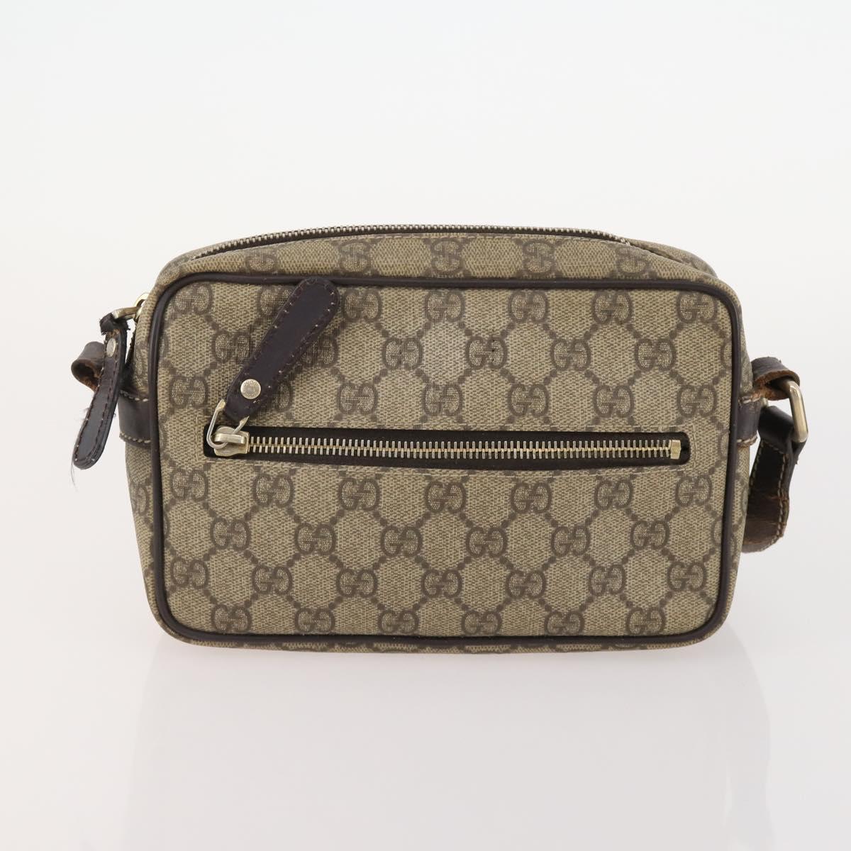 GUCCI GG Supreme Canvas Web Sherry Line Shoulder Bag PVC 3 Set Beige Auth 162605