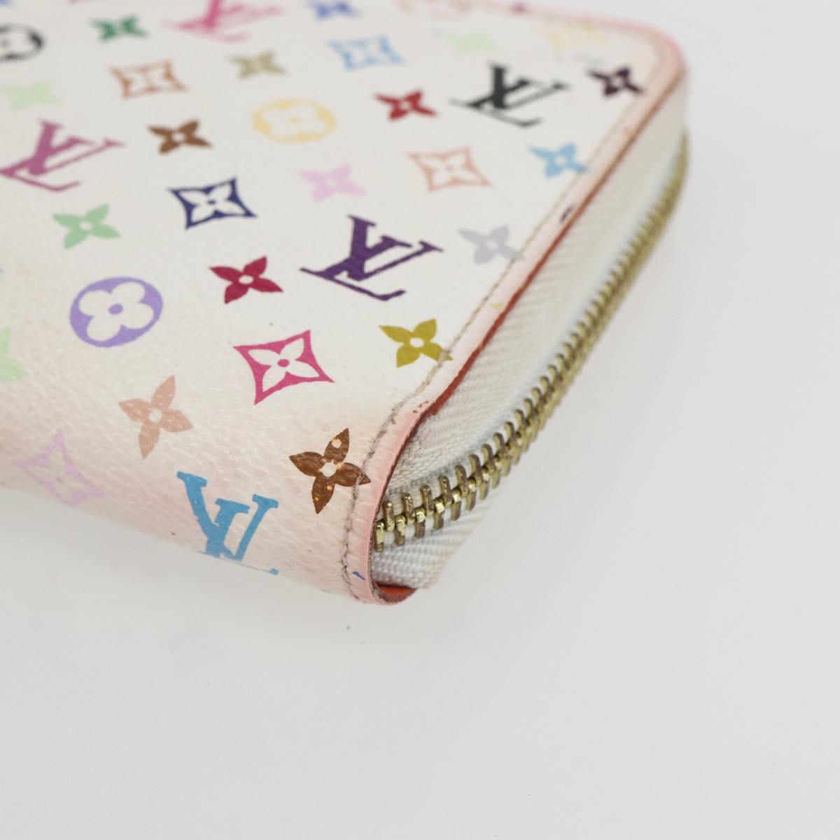 LOUIS VUITTON Monogram Multicolor Zippy Wallet White M60241 LV Auth 162714