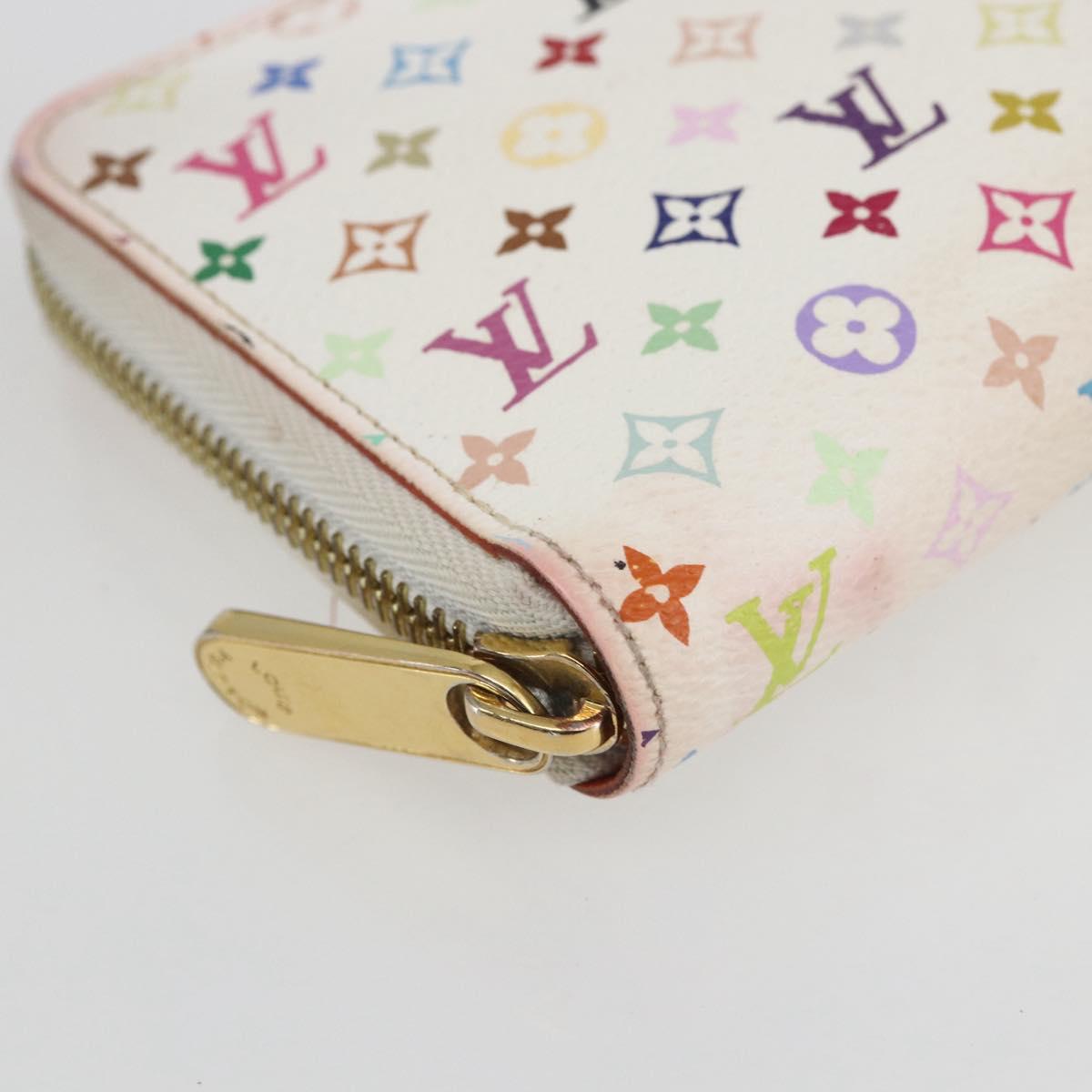 LOUIS VUITTON Monogram Multicolor Zippy Wallet White M60241 LV Auth 162714