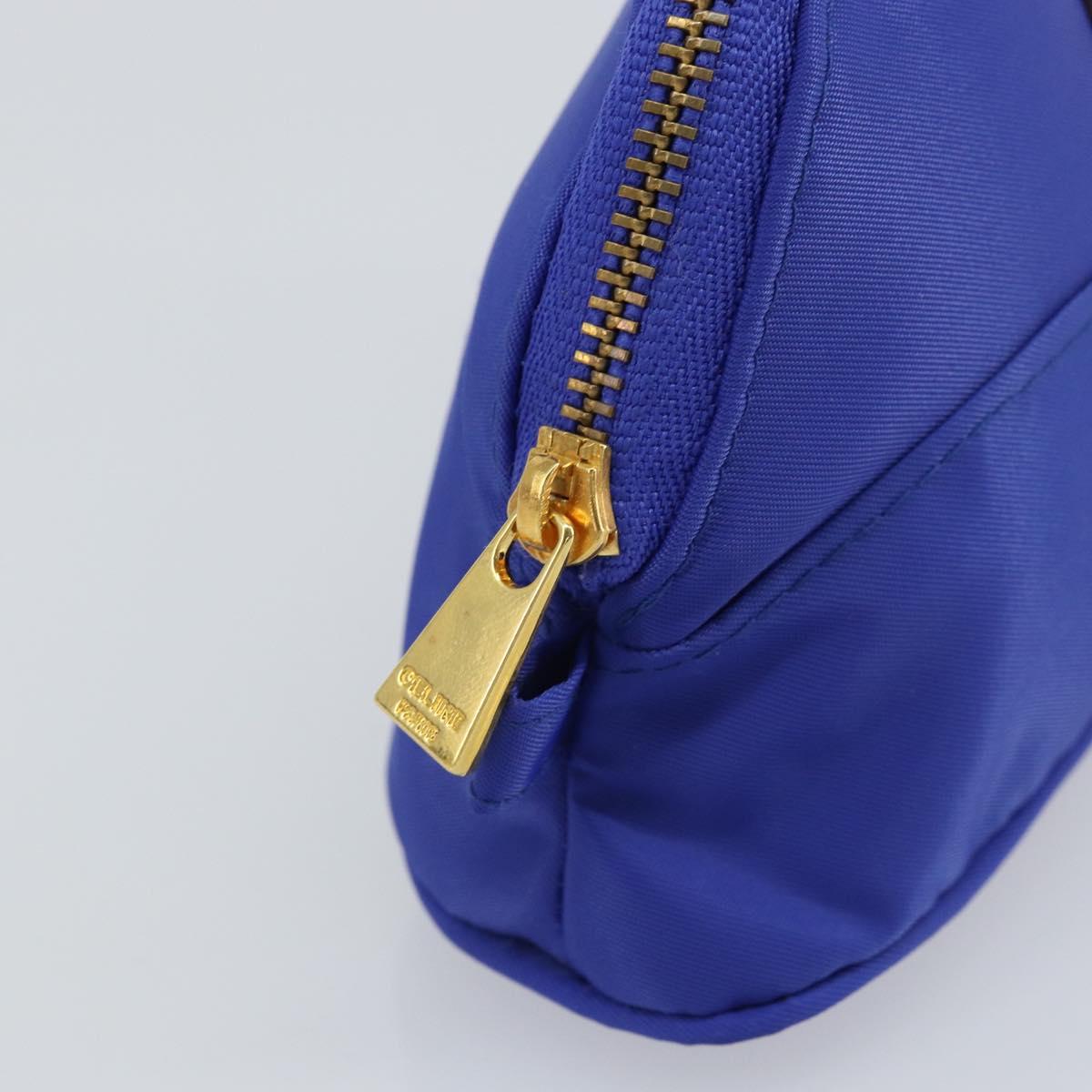 CELINE Pouch Nylon Blue Gold Auth 162720