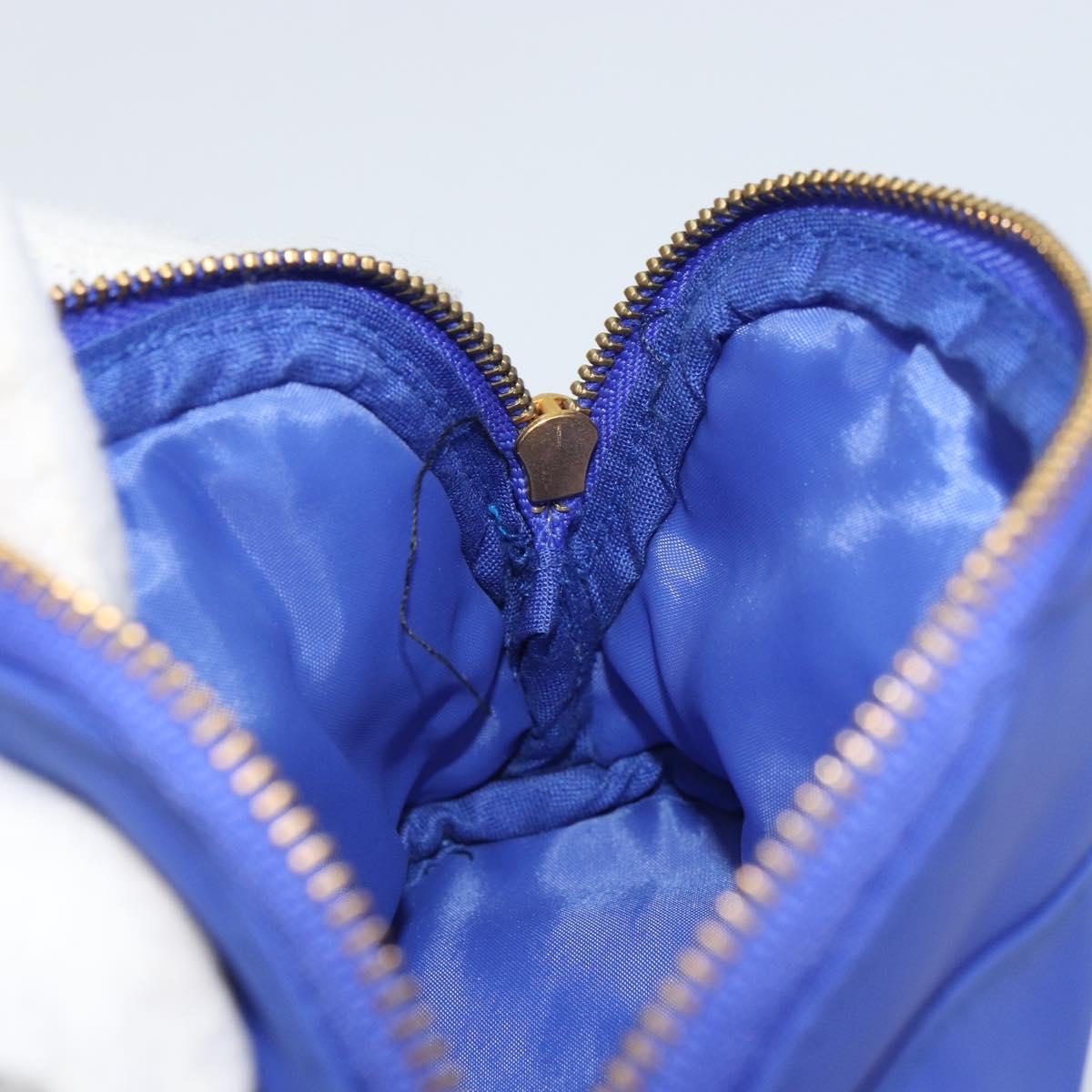 CELINE Pouch Nylon Blue Gold Auth 162720