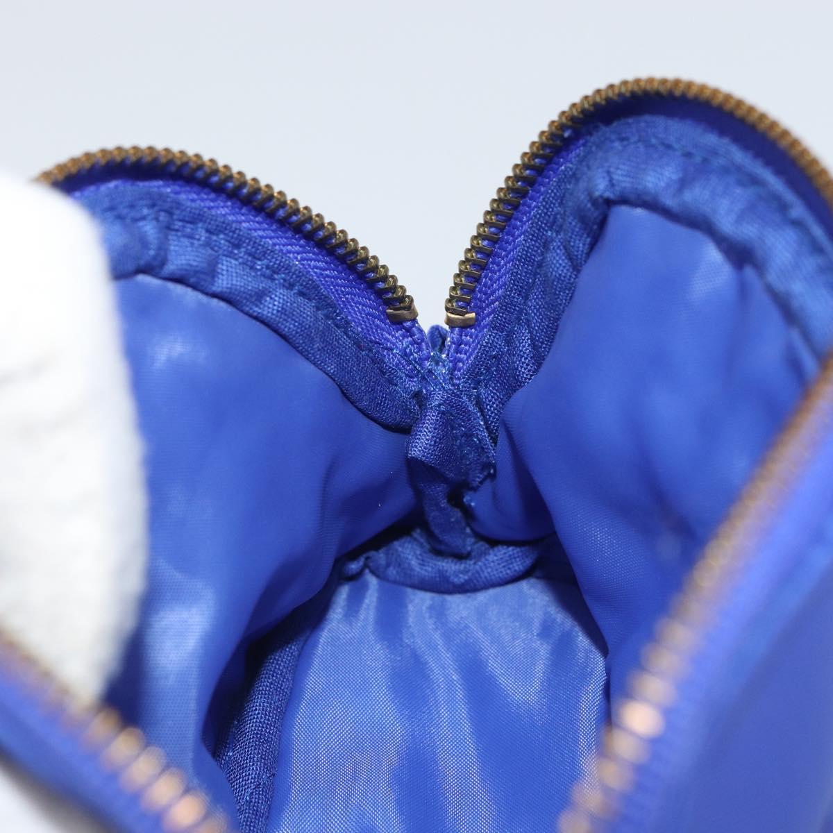 CELINE Pouch Nylon Blue Gold Auth 162720