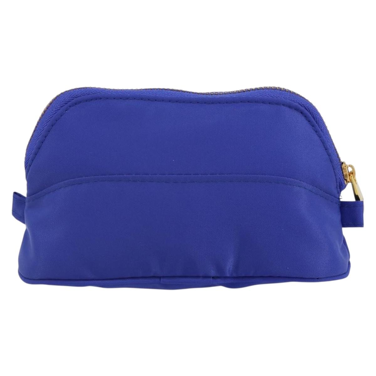 CELINE Pouch Nylon Blue Gold Auth 162720