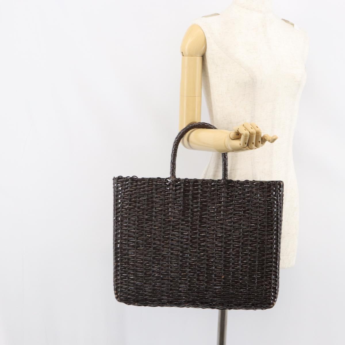 FENDI Hand Bag Raffia Brown Auth 162721