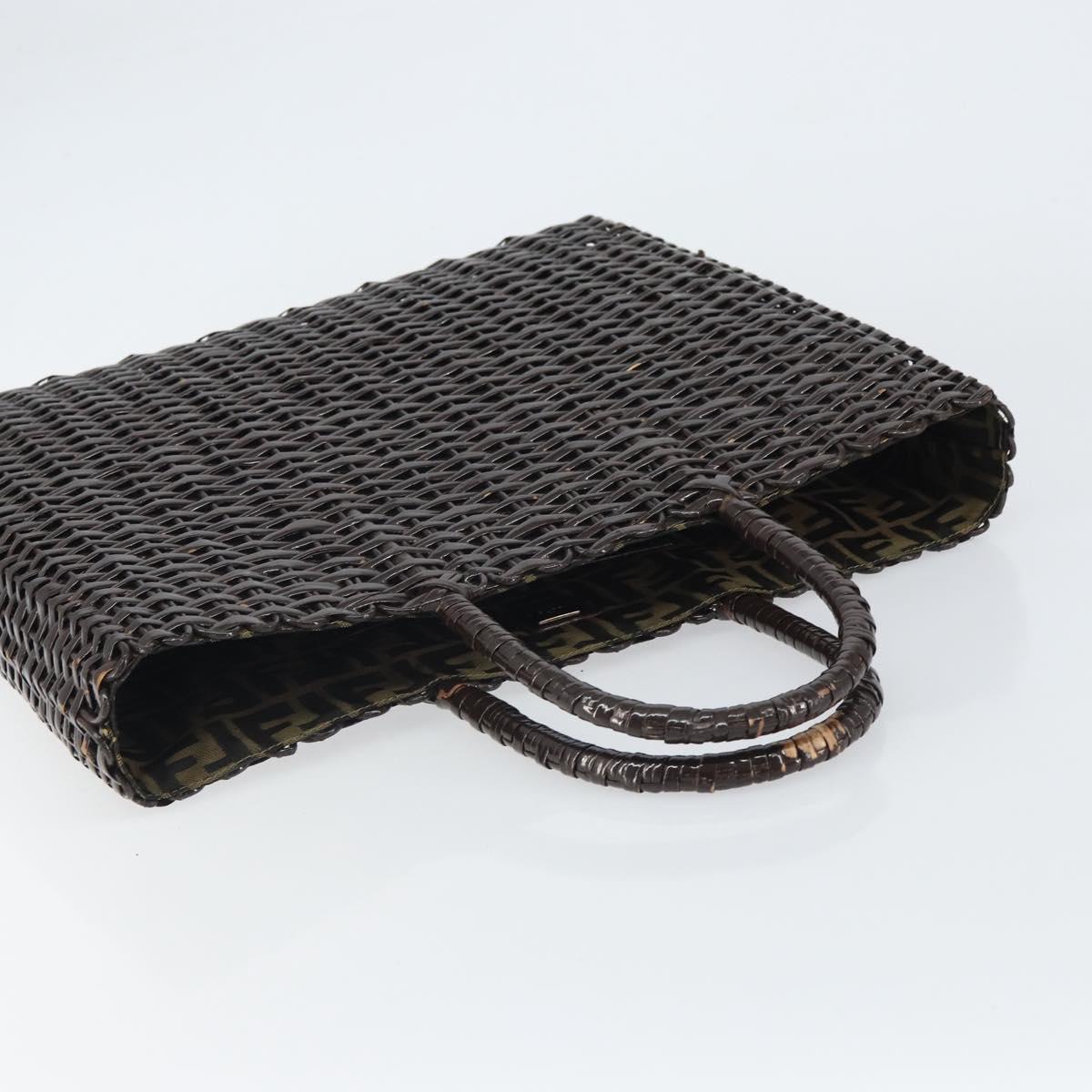 FENDI Hand Bag Raffia Brown Auth 162721