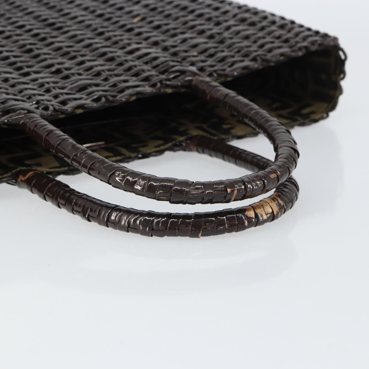 FENDI Hand Bag Raffia Brown Auth 162721