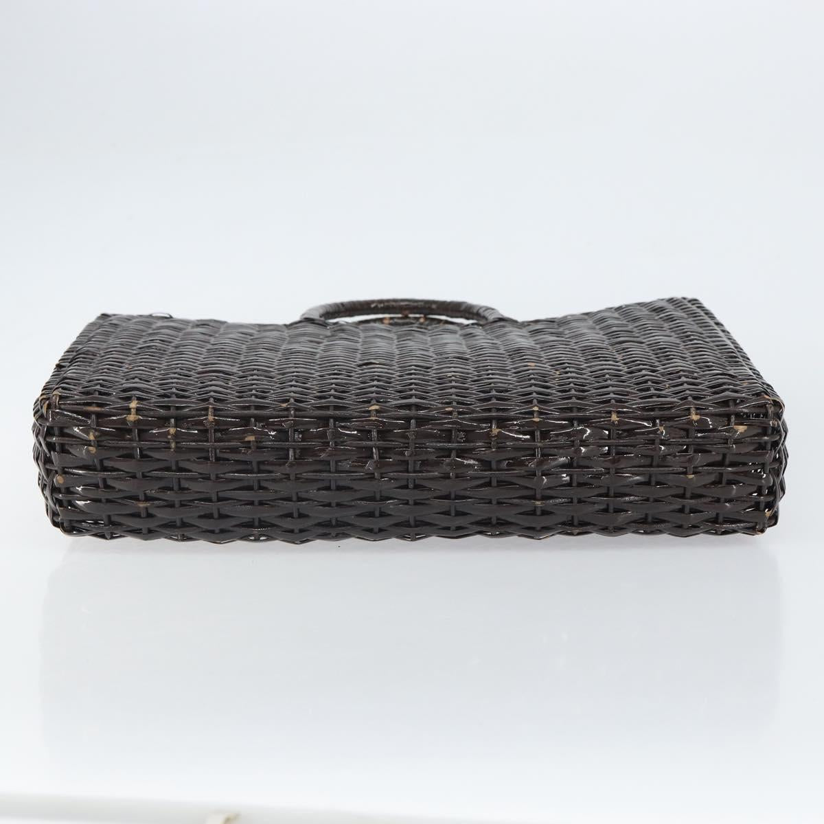 FENDI Hand Bag Raffia Brown Auth 162721