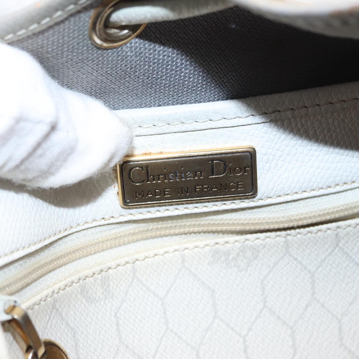 Christian Dior Honeycomb Canvas Shoulder Bag PVC Gold White Auth 162745