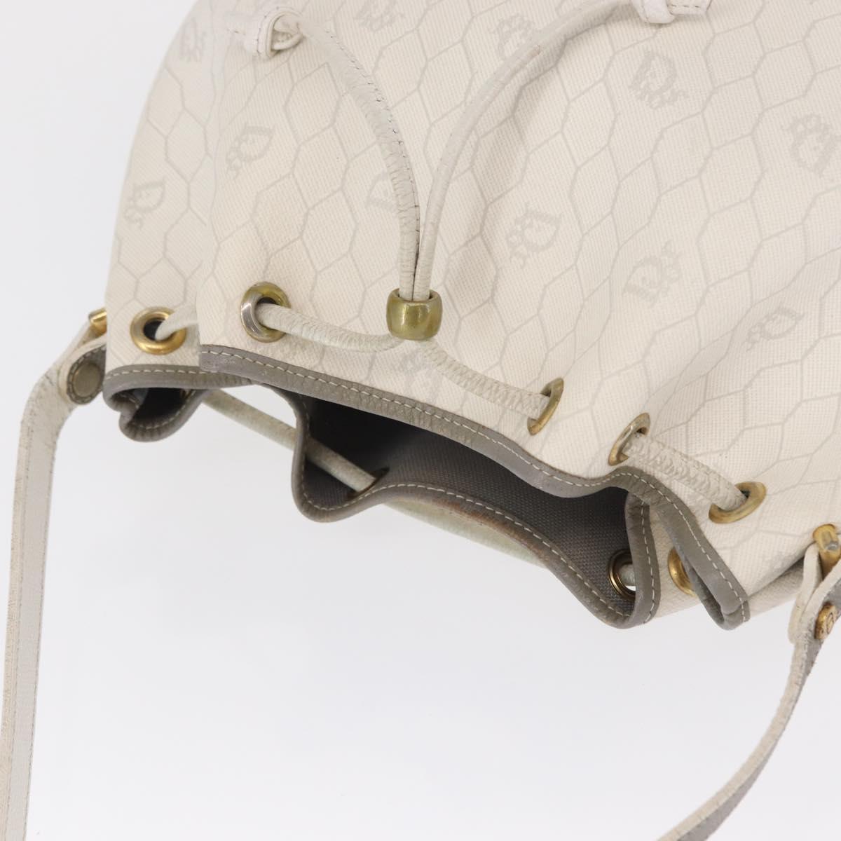 Christian Dior Honeycomb Canvas Shoulder Bag PVC Gold White Auth 162745