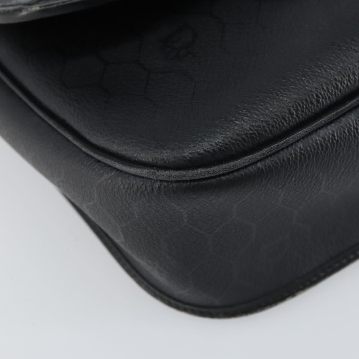 Christian Dior Honeycomb Canvas Shoulder Bag PVC Black Gold Auth 162746