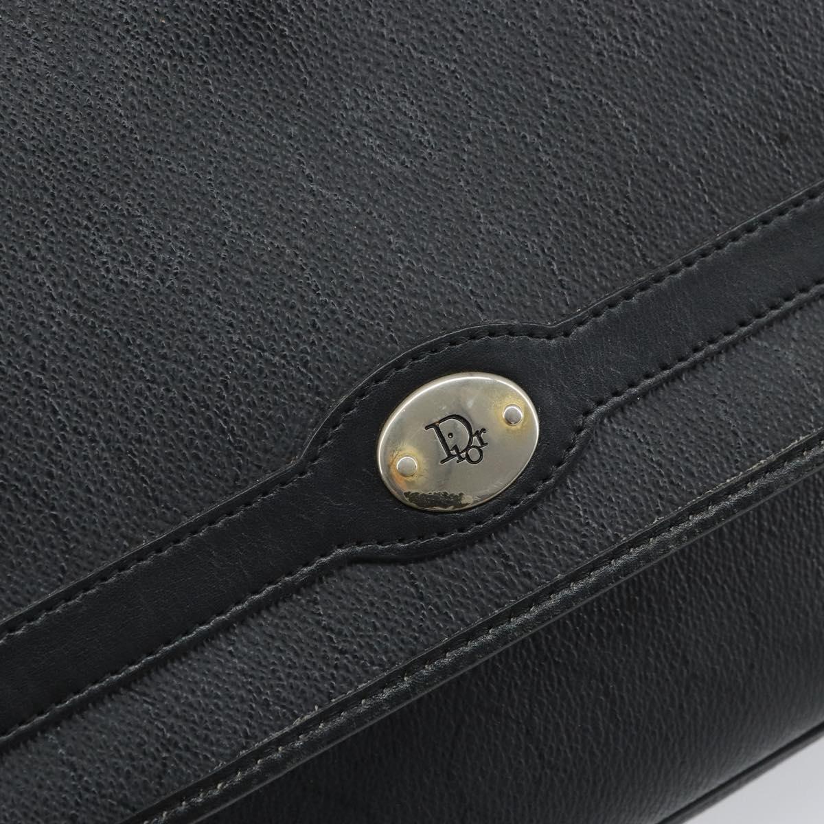 Christian Dior Honeycomb Canvas Shoulder Bag PVC Black Gold Auth 162746