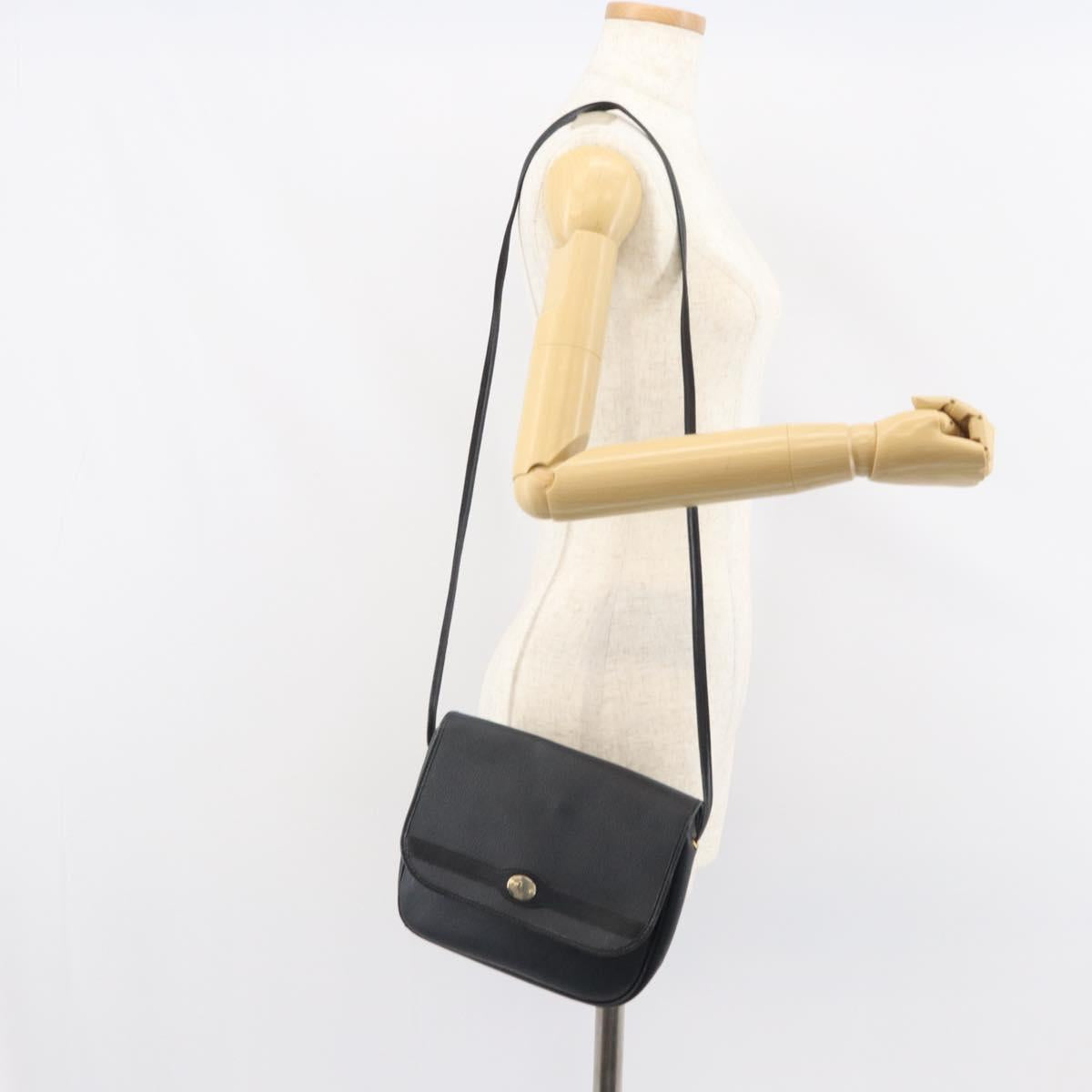 Christian Dior Honeycomb Canvas Shoulder Bag PVC Black Gold Auth 162746