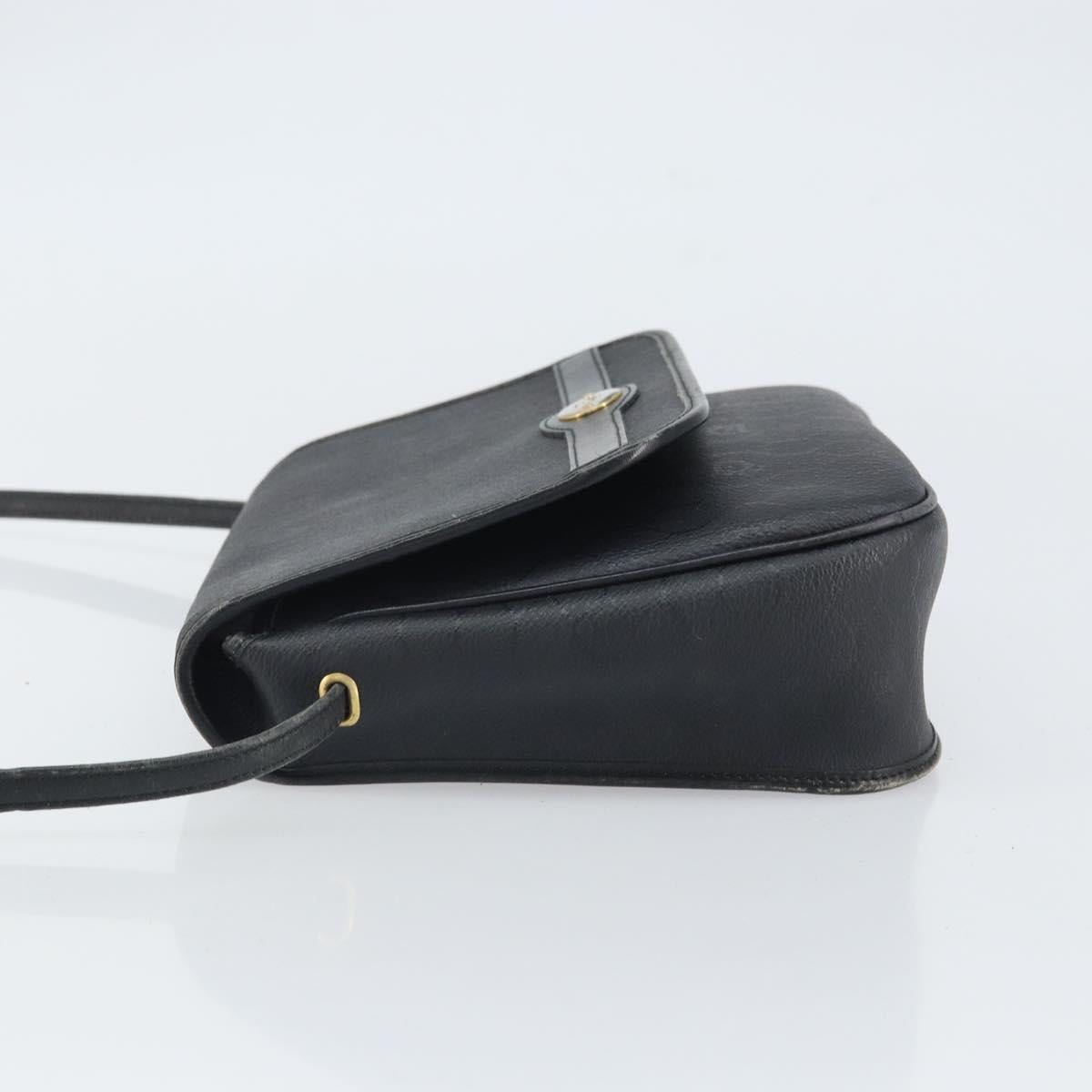 Christian Dior Honeycomb Canvas Shoulder Bag PVC Black Gold Auth 162746